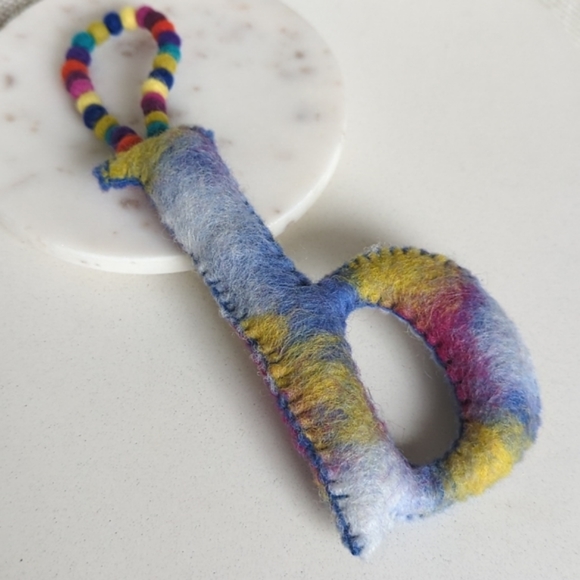 NWOT - 2 Anthropologie Felted Boiled Wool Letter Christmas Ornaments - Picture 2 of 7